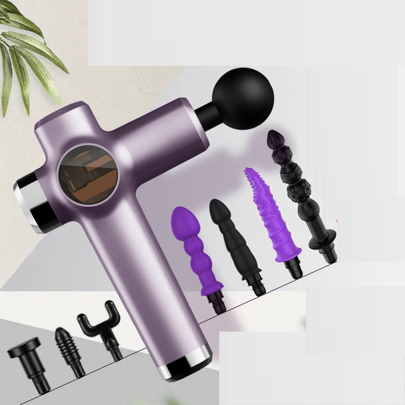 Fascia massager with 4 replacement heads high-frequency deep-level massager fitness labor muscle relaxation recovery massager replaceable erotic massage stick