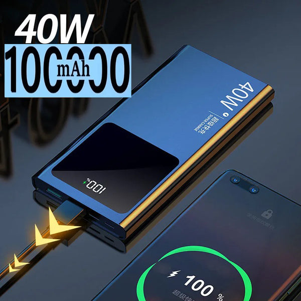 100000mah 40W Super Fast Charging Power Bank with LED light