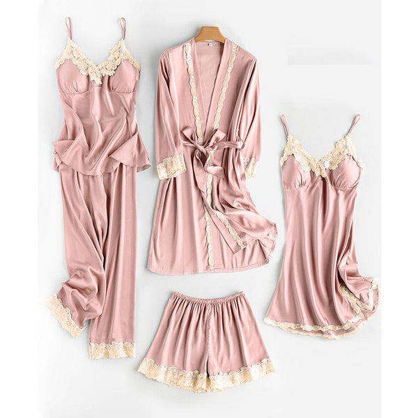 5-pack ice silk nightdress lace nightgown spring summer autumn ladies loungewear pajamas