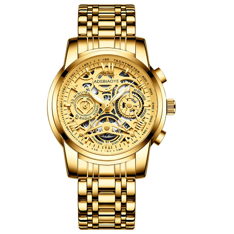 Gold Watch Scratch Resistant Fire Resistant Waterproof Automatic Luminous Roman Scale Watch