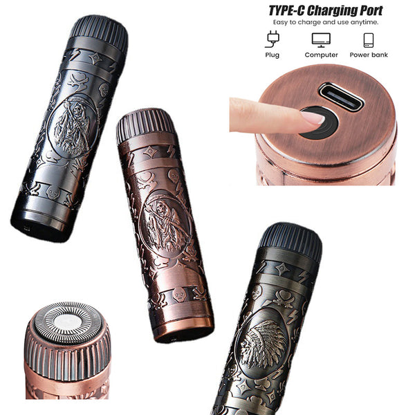 Dragon Pattern Mini Electric Shaver for Men's Razor Portable Beard Trimmer Travel USB Washable Razor Rechargeable Face Full Body Shave Travel