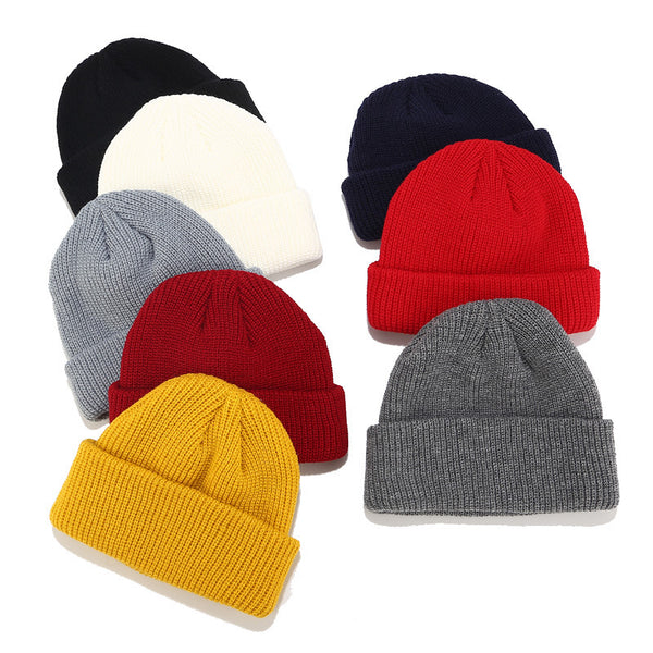 2PCS Solid Color Warm Knitted Hat