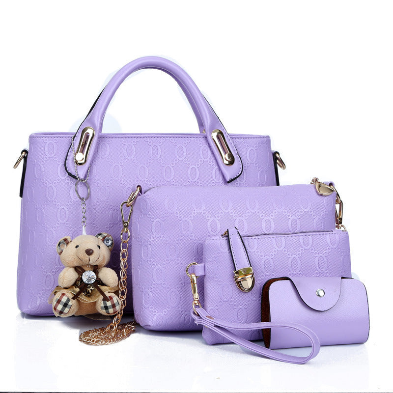 4PCS New Versatile Bear Handbag Shoulder Bag Handbag Wallet Fashion 4-piece Set