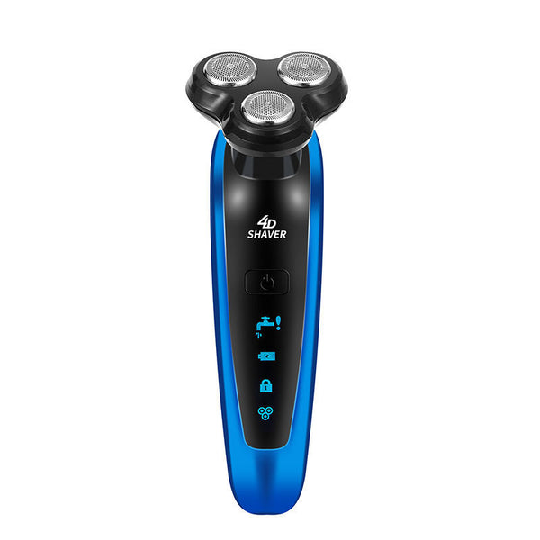 4D Floating Head IPX7 Electric Washable Shaver Razor Blue/ Silver USB Charging