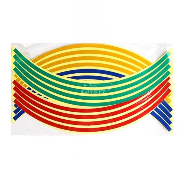 16pcs 18 Motorcycle Styling Hub Rim Stripe Reflective Stickers Colorful