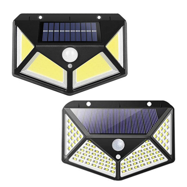 4pcs 100 LED Highlight Larger Solar Panel 4 sides Powered Waterproof Lamp PIR Sensor Outdoor Solar Light Upgrade Version