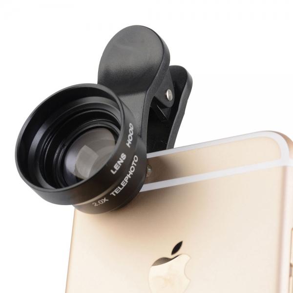 17mm 2.0X Magnification Special Effect Lens Phone Teleconverter Lens with Clip Black