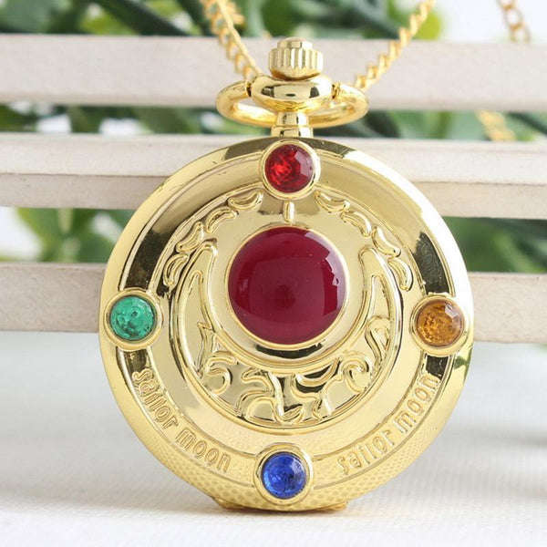 Colorful Anime Sailor Moon Series Women Lady Girl Quartz Pocket Watch Moon Pattern