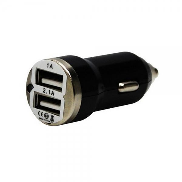 1A / 2.1A Dual-USB Car Power Charger Adapter for Cell phone Black