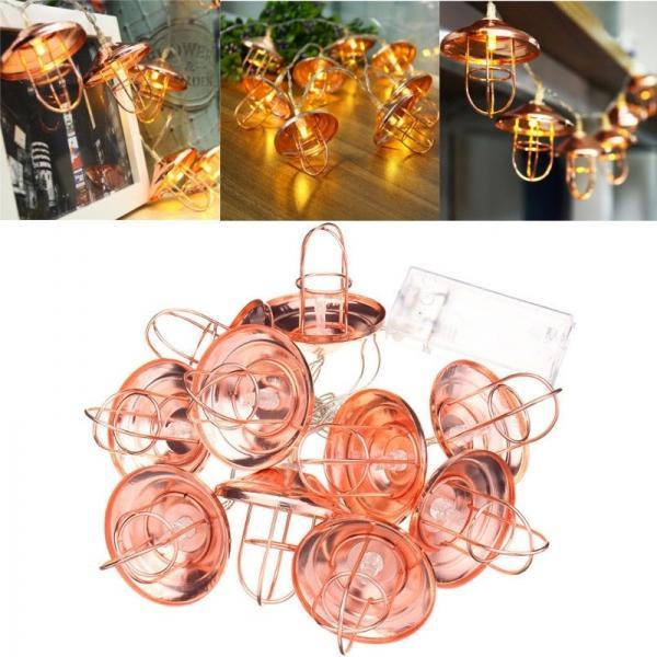 1M 10LED Battery Powered Vintage Romantic Lantern Lampshade Shaped String Light - stringsmall