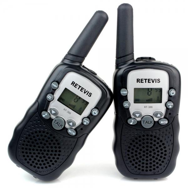 1Pair Retevis RT-388 Two-Way Walkie Talkies UHF 0.5W 22CH Flashlight - Black  124