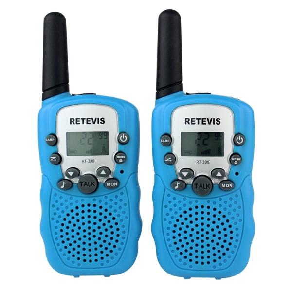 1Pair Retevis RT-388 Two-Way Walkie Talkies UHF 0.5W 22CH Flashlight - Blue