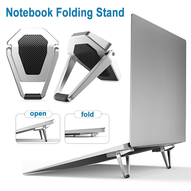 1Pair Universal Laptop Stand Foldable Desktop Portable Small Metal Laptop Stand Base Adjustable Non-slip Notebook Cooling Holder