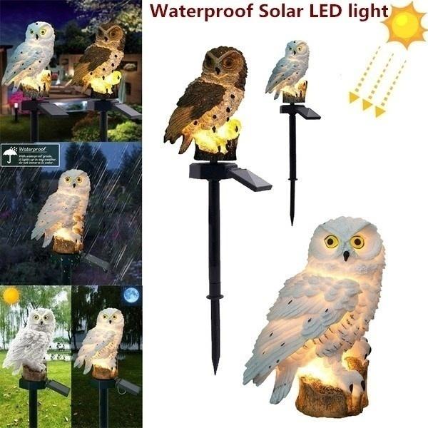 1Pc Waterproof Solar Power LED Light Garden Path Yard Lawn Owl Animal Ornament Lamp Outdoor Decor Garden Statues