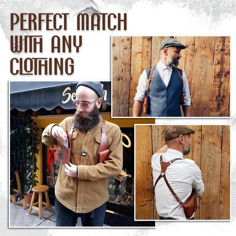 Medieval Vintage Backpack PU Leather Armpit Bag Phone Wallet Bag Adjustable Zipper