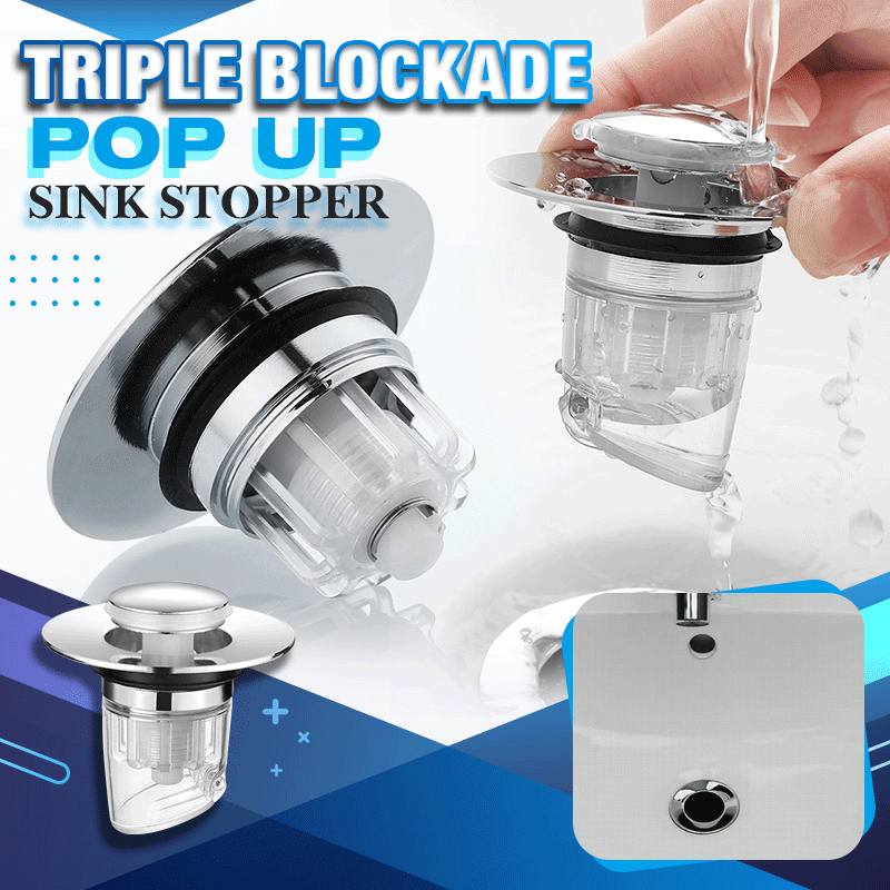Triple Blockade Pop Up Sink Stopper Deodorant and anti-blocking universal press drainer
