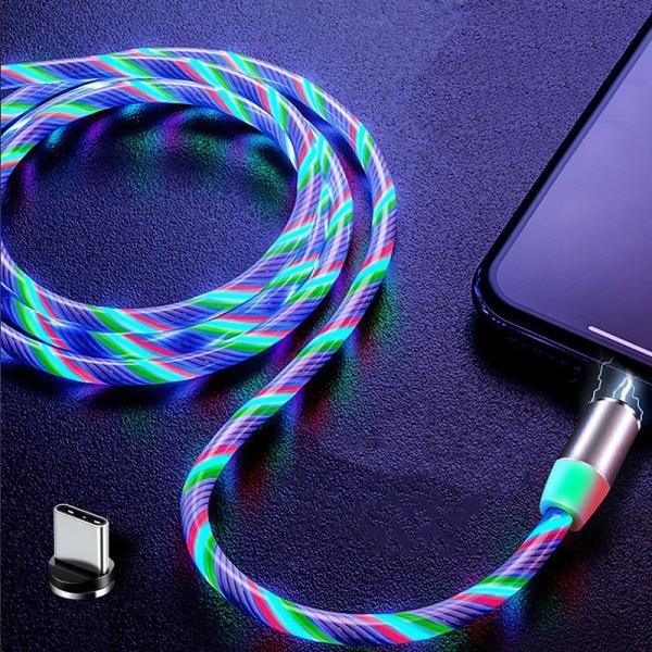 1m LED Flowing 360Â° Magnetic Type C Fast Charging Cable for Xiaomi Huawei Type-C Smartphones - stringsmall