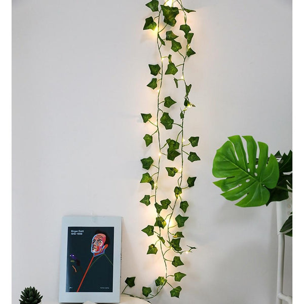 2/10M Artificial Plants LED String Light Green Leaf Ivy Vine Fairy Light String Maple Leaves Lamp Garland DIY Hanging Lighting