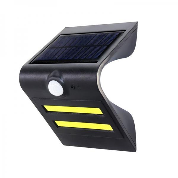 2 LED COB Motion Sensor Solar Light Outdoor Wireless Wall Lamp Solar Energy Power Lamp Black Shell & Red Atmosphere