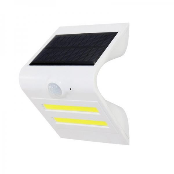 2 LED COB Motion Sensor Solar Light Outdoor Wireless Wall Lamp Solar Energy Power Lamp White Shell & Blue Atmosphere