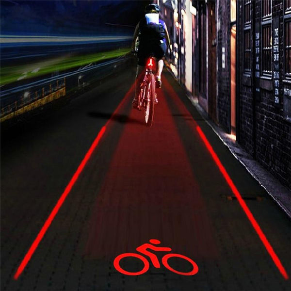 2 Laser + 5 LED Logo Projection Bike Warning MTB Light Bicycle Tail Light Beam Safety Warning Lamp