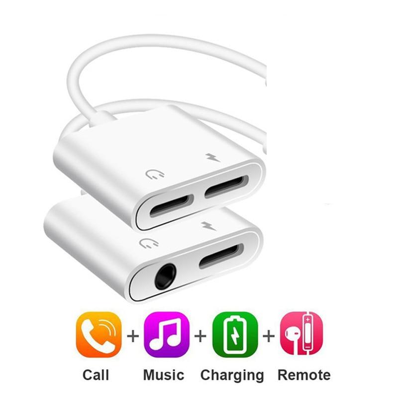 2 in 1 Audio Adapter charging Earphone Cable For iPhone 11 x 7 8 plus Aux Jack headset For Lighting 3.5 mm To Headphone splitter
