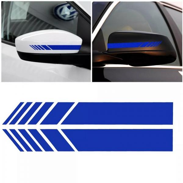 2 pcs Car Rear View Mirror Cover Stickers Stripe Decal Simple Emblem KK for Mercedes - Blue