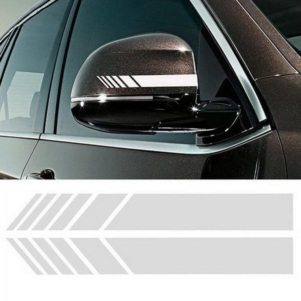 2 pcs Car Rear View Mirror Cover Stickers Stripe Decal Simple Emblem KK for Mercedes - White
