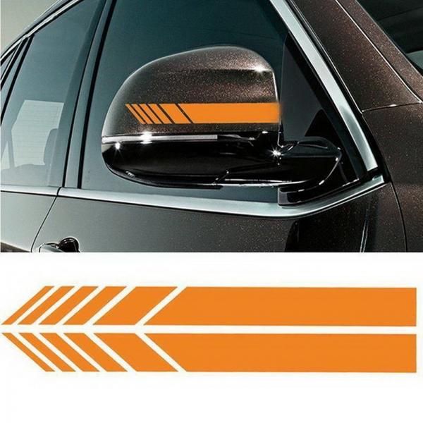 2 pcs Car Rear View Mirror Cover Stickers Stripe Decal Simple Emblem KK for Mercedes - Yellow