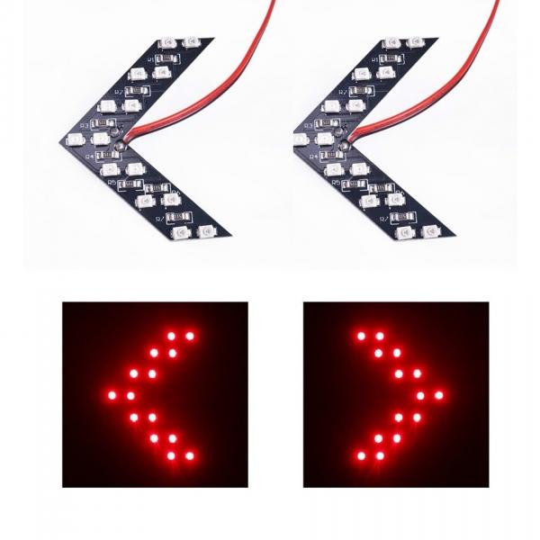 2 pcs LED Arrow Turn Signal 14SMD Rearview Mirror Concealed LED Lights Universal Car New Car-styling - Red