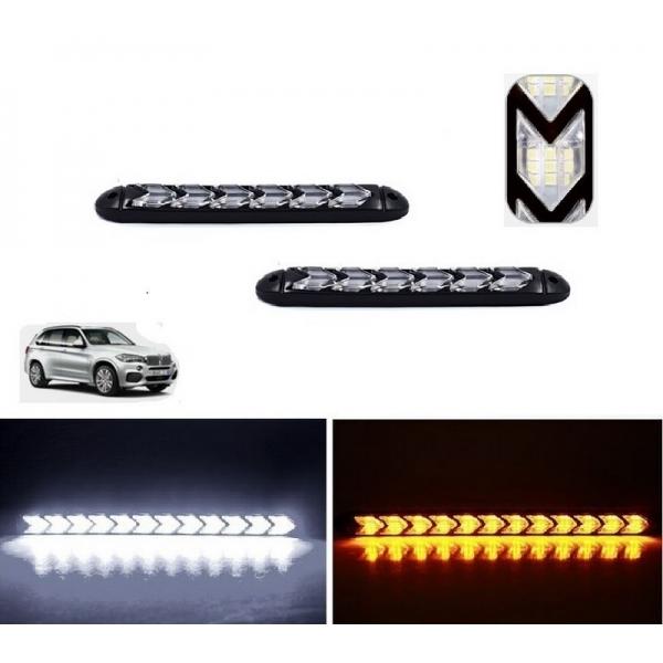 2pcs LED Bicolor Arrow Lights Waterproof Flow Sequential Flashing Daytime Running Lights/Turn Yellow Signal Lights