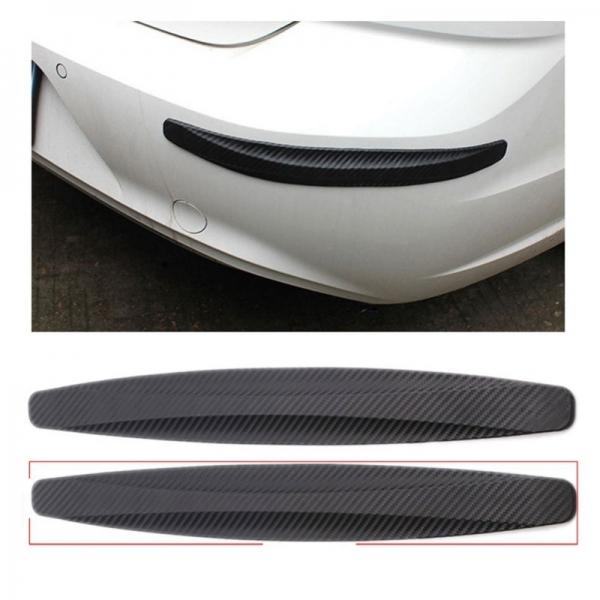 2 pcs/set Car Bumper Anti-collision Strips ProtectorAnti-Scratch Strips Carbon Fiber Decor Universal Car Accessories- Black