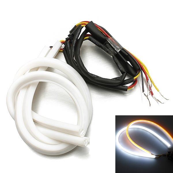 2 x 60cm Flexible Car Soft Tube Guide LED Strip Lamp DRL Daytime Running Light