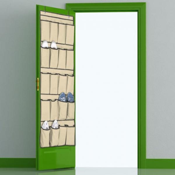 20 Pockets Space Saver Shoe Organizer Over the Door- Khaki