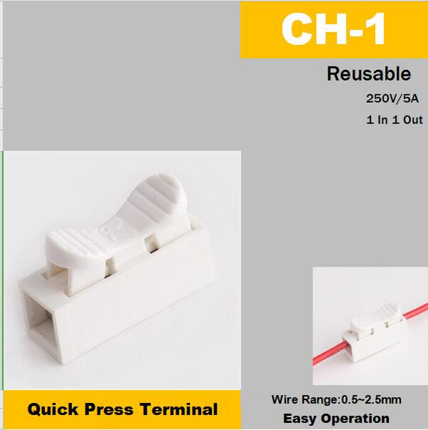 20/50 Pcs CH-1 Spring Wire Quick Connector 1P G7 Electrical Crimp Terminals Block Splice Cable Clamp Fit Led Strip
