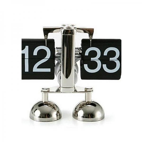 2017 Antique Style Auto Flip Digital Alarm Clock Reloj Despertador Vintage Modern Scale Metal Office Desk Clock Home Decor Dual Foot Black