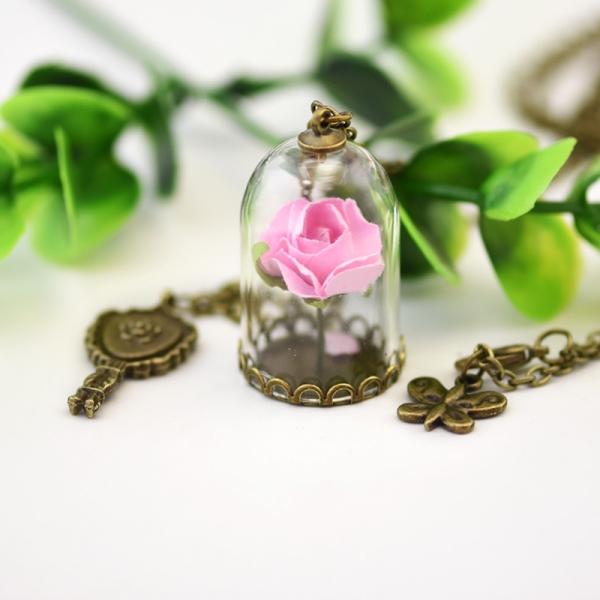 2017 Fashion Hot Glass Vial Necklace Little Prince Rose Necklace Retro Crystal Natural Dried Flowers Necklace Gifts Random Color