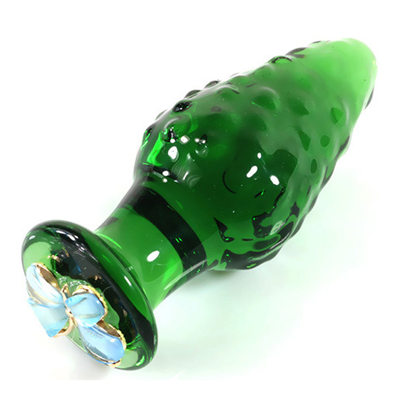 Large Particles G Spot Stimulator Green Glass Anal Plug Dilator Dildo Sex Toys for Woman Gay Men