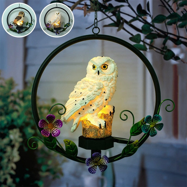 New To Lawn Lamp Creative Solar Owl Wrought Iron Chandelier Garden Christmas Decoration Garden Lamp
