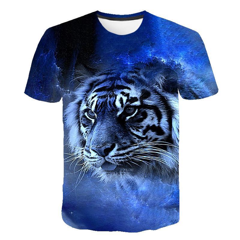 Casual Hip-hop 3D Printing Animal/Anime Sleeve Round Neck T-shirt 3D Pattern Hip-hop Personality T-shirt for Men and Women