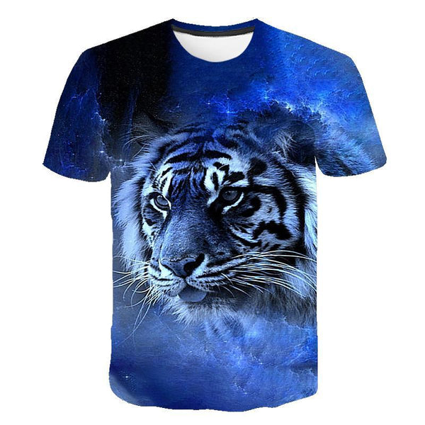 Casual Hip-hop 3D Printing Animal/Anime Sleeve Round Neck T-shirt 3D Pattern Hip-hop Personality T-shirt for Men and Women