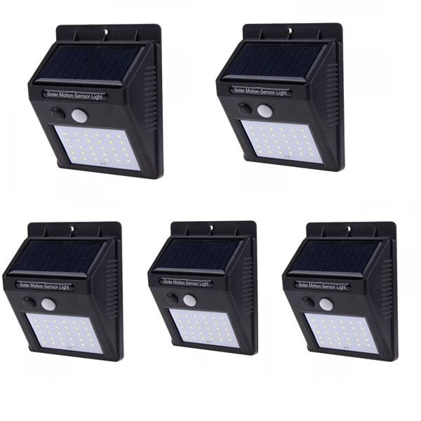 5Pcs 30 LED Solar Motion Sensor Outdoor Garden Wall Light