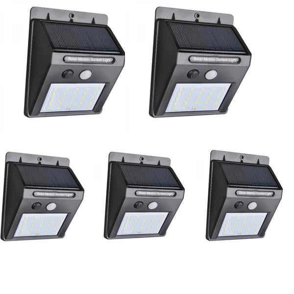5Pcs Solar Power 25 LED PIR Motion Sensor Light Garden Outdoor Security Wall Light