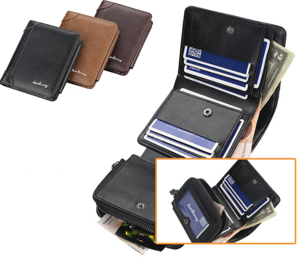New Leather Men Wallets High Quality Zipper Short Desigh Card Holder Male Purse Vintage Coin Holder Men Wallets