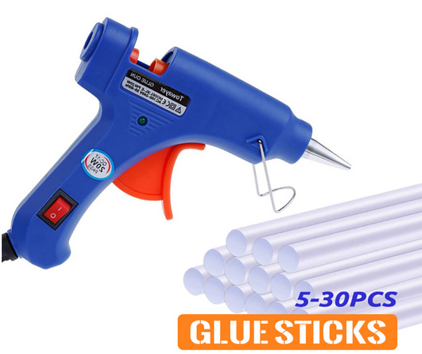 80W Mini Electric Heating Hot Melt Glue Gun Professional Tool with 10/20/30pcs 11mm Hot melt Glue stick adhesive Translucent Strong Viscosity Rods