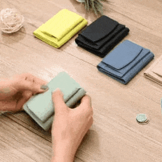 New Unisex Cow Leather Anti-Credit Card Fraud Folding Mini Wallet