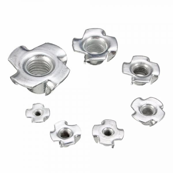 20Pcs Four Prong T Nut Inserts Carbon Steel Zinc Plated For for Wood, Rock Climbing Holds, Cabinetry - M5x8mm