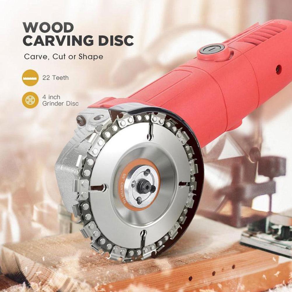 4 inch 22 Tooth Woodworking Tools with Chain Grinder Chain Wood Carving Disc for 100/115 Angle Grinder Teeth Sharpener Chainsaw