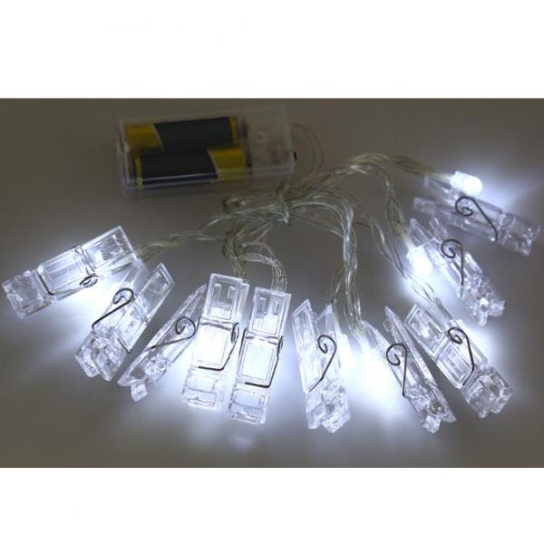 2.2M 20 LEDs Fariy Photo Hanging Clip Wall Decoration LED Clamp String Light for Wedding Party White
