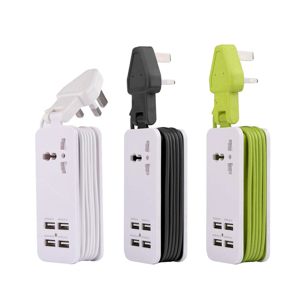 Power Strip Wall Multiple Socket Portable 4 USB Port for Smart Phones Tablets Charger dDesktop Socket
